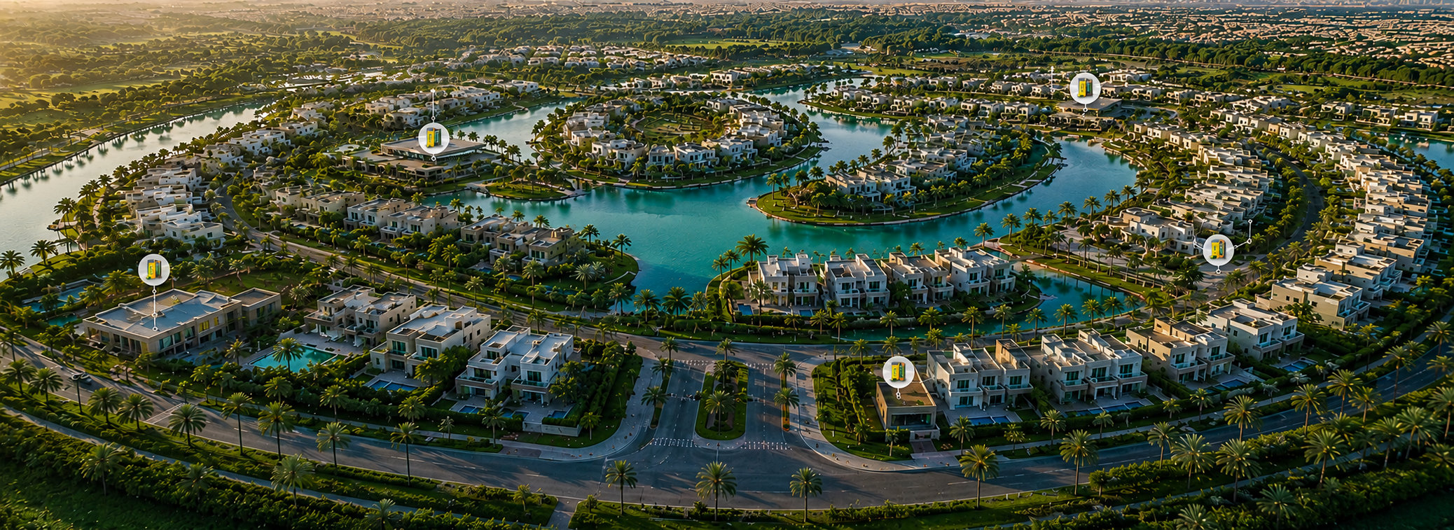 Aerial view of a modern residential community