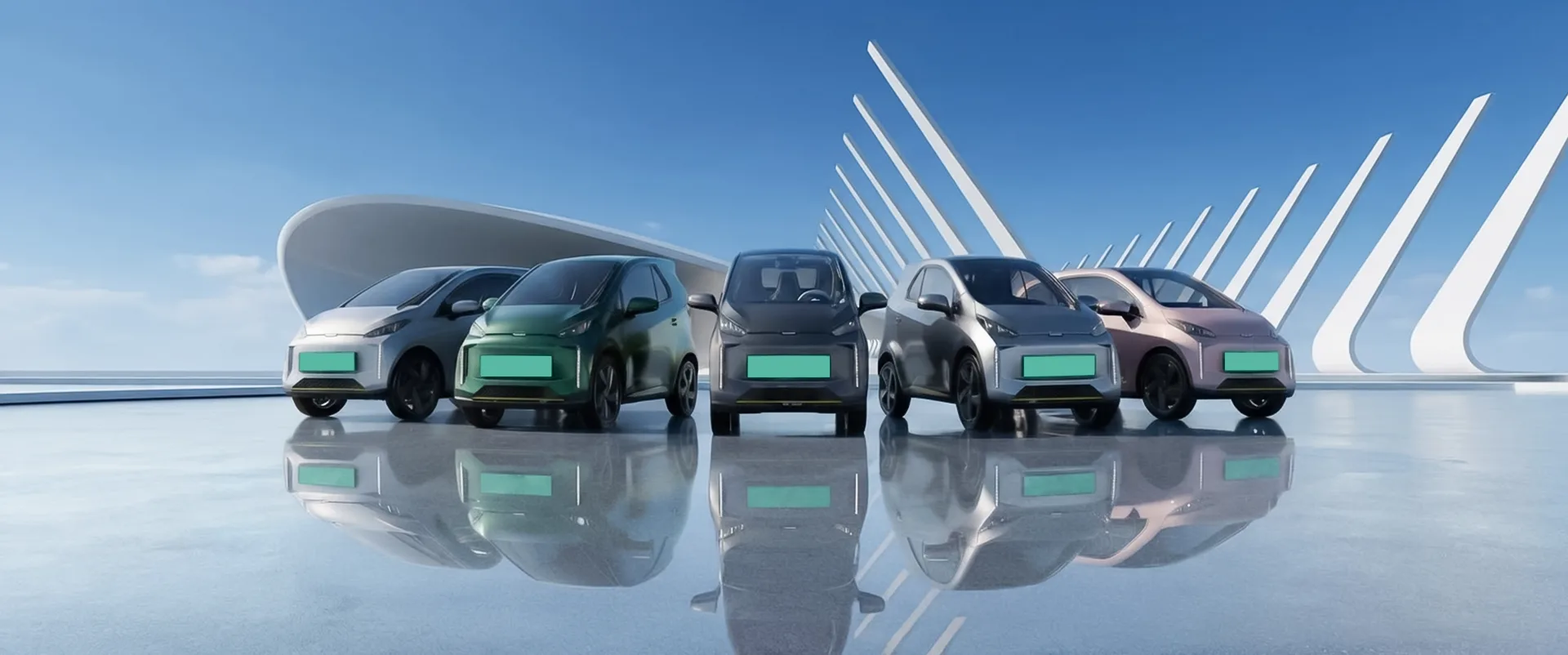 SWAPA ZIP vehicles parked in front of a modern community building